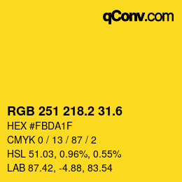 カラーコード: RGB 251 218.2 31.6 | qconv.com