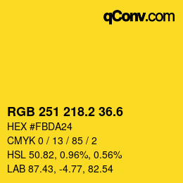 カラーコード: RGB 251 218.2 36.6 | qconv.com