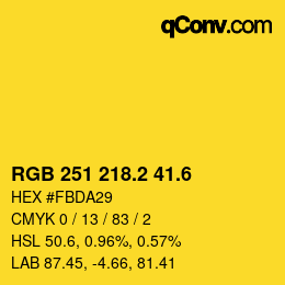 カラーコード: RGB 251 218.2 41.6 | qconv.com