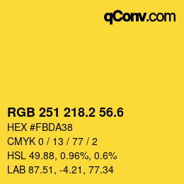 カラーコード: RGB 251 218.2 56.6 | qconv.com