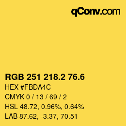 カラーコード: RGB 251 218.2 76.6 | qconv.com