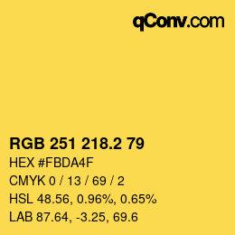 カラーコード: RGB 251 218.2 79 | qconv.com