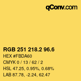 カラーコード: RGB 251 218.2 96.6 | qconv.com