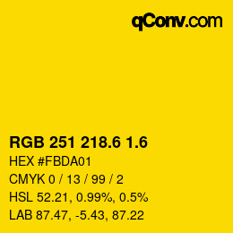 カラーコード: RGB 251 218.6 1.6 | qconv.com