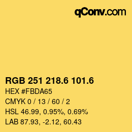 カラーコード: RGB 251 218.6 101.6 | qconv.com