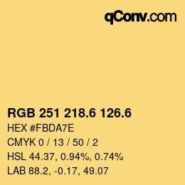 カラーコード: RGB 251 218.6 126.6 | qconv.com