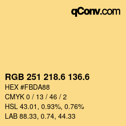 カラーコード: RGB 251 218.6 136.6 | qconv.com
