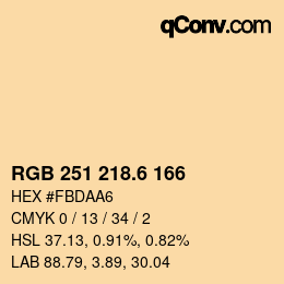 カラーコード: RGB 251 218.6 166 | qconv.com