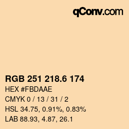 カラーコード: RGB 251 218.6 174 | qconv.com