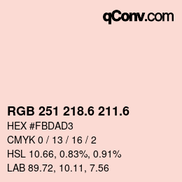 カラーコード: RGB 251 218.6 211.6 | qconv.com