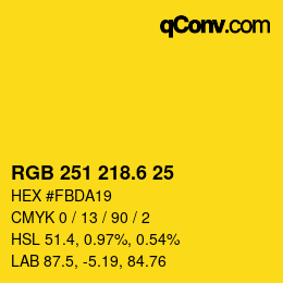 カラーコード: RGB 251 218.6 25 | qconv.com