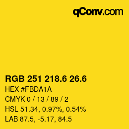 カラーコード: RGB 251 218.6 26.6 | qconv.com