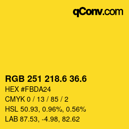 カラーコード: RGB 251 218.6 36.6 | qconv.com