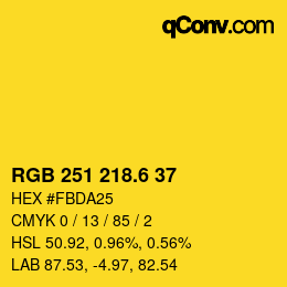 カラーコード: RGB 251 218.6 37 | qconv.com