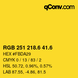 カラーコード: RGB 251 218.6 41.6 | qconv.com