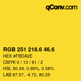 カラーコード: RGB 251 218.6 46.6 | qconv.com