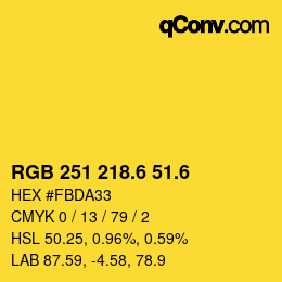 カラーコード: RGB 251 218.6 51.6 | qconv.com