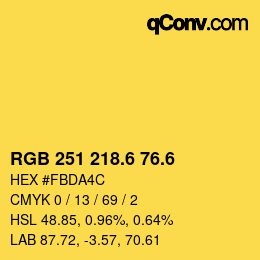 カラーコード: RGB 251 218.6 76.6 | qconv.com