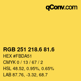 カラーコード: RGB 251 218.6 81.6 | qconv.com