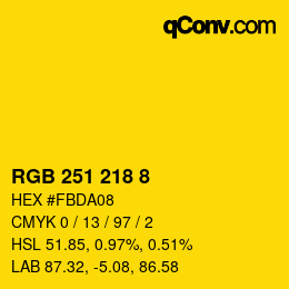Color code: RGB 251 218 8 | qconv.com