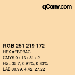 カラーコード: RGB 251 219 172 | qconv.com