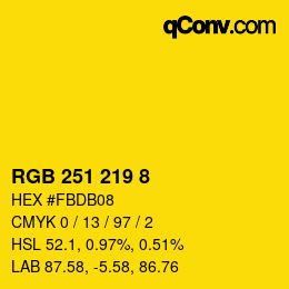 Color code: RGB 251 219 8 | qconv.com