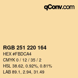カラーコード: RGB 251 220 164 | qconv.com