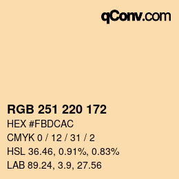 カラーコード: RGB 251 220 172 | qconv.com