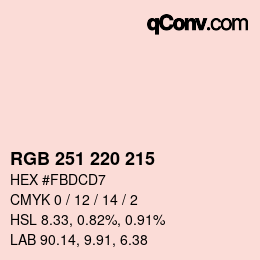 カラーコード: RGB 251 220 215 | qconv.com