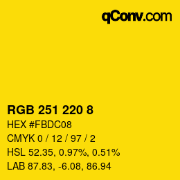 Color code: RGB 251 220 8 | qconv.com