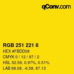 Color code: RGB 251 221 8 | qconv.com