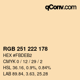 Color code: RGB 251 222 178 | qconv.com