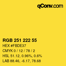 Color code: RGB 251 222 55 | qconv.com