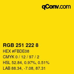 Color code: RGB 251 222 8 | qconv.com