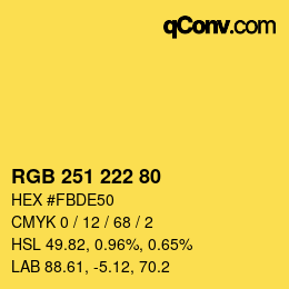 Color code: RGB 251 222 80 | qconv.com