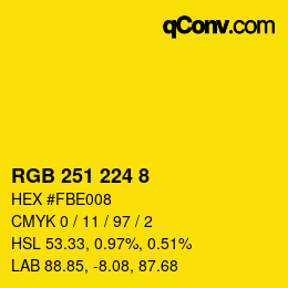 Color code: RGB 251 224 8 | qconv.com