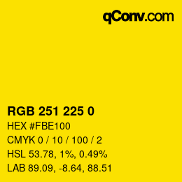 颜色代码: RGB 251 225 0 | qconv.com