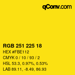 Farbcode: RGB 251 225 18 | qconv.com