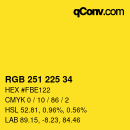 颜色代码: RGB 251 225 34 | qconv.com