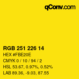 カラーコード: RGB 251 226 14 | qconv.com