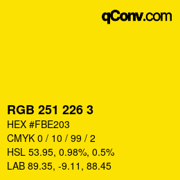 Color code: RGB 251 226 3 | qconv.com