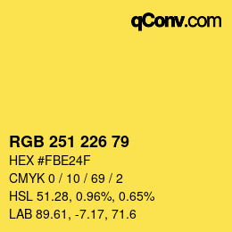 カラーコード: RGB 251 226 79 | qconv.com