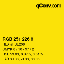 Color code: RGB 251 226 8 | qconv.com