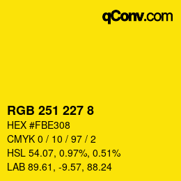 カラーコード: RGB 251 227 8 | qconv.com