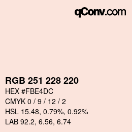 Código de color: RGB 251 228 220 | qconv.com