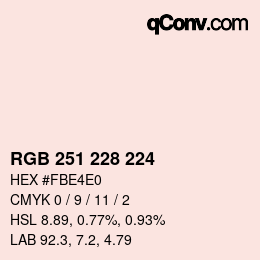 Código de color: RGB 251 228 224 | qconv.com