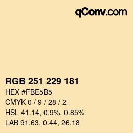 カラーコード: RGB 251 229 181 | qconv.com