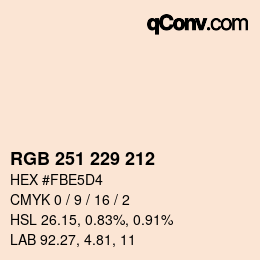 カラーコード: RGB 251 229 212 | qconv.com