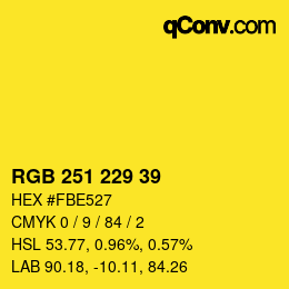 カラーコード: RGB 251 229 39 | qconv.com