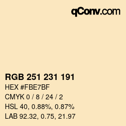 Color code: RGB 251 231 191 | qconv.com